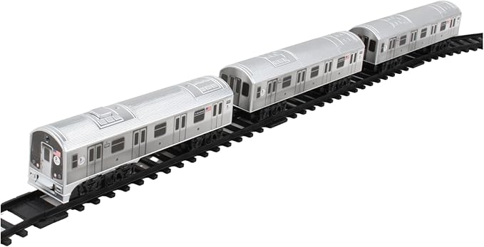 New York MTA New York City 3 Pc. Battery Operated Train Set with Track ,39" X 25",Silver