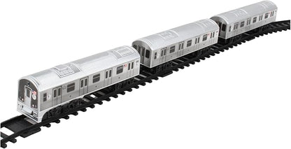 New York MTA New York City 3 Pc. Battery Operated Train Set with Track ,39" X 25",Silver