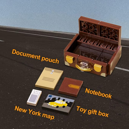 Classic 1980s New York Taxi Building Set, Retro New Yorker City Construction Set with Taxi, Traffic Light, Movable Kits – Perfect for Model Collectors, Building Enthusiasts, and Gift Ideas