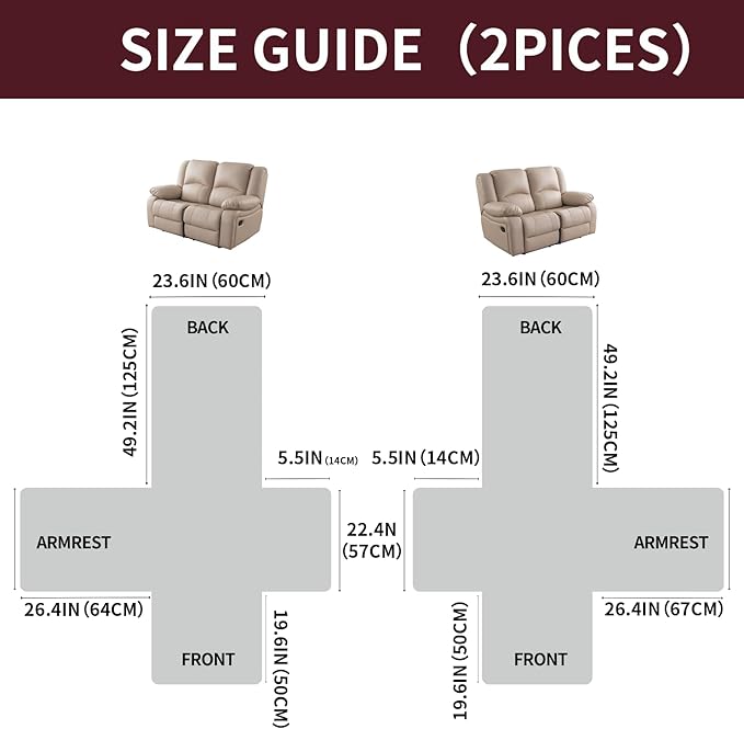 Easehomey Waterproof Loveseat Recliner Cover,Non Slip Reclining Couch Covers for 2 Seat,Dog Chair Cover Furniture Protector Washable Chair Cover with Pocket for Kids,Pets,Dogs(Wine Red,2Seat)