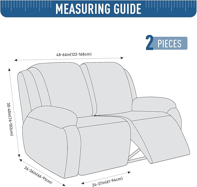 TAOCOCO Recliner Loveseat Cover, Stretch Jacquard Reclining Loveseat Cover Furniture Protector Sofa Slipcovers 2 Seat Recliner Covers with Elastic Bottom for Kids, Pets (Chocolate)