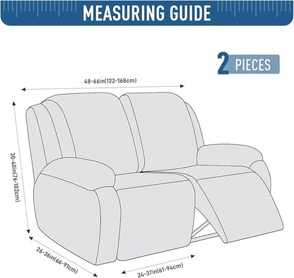 TAOCOCO Recliner Loveseat Cover, Stretch Jacquard Reclining Loveseat Cover Furniture Protector Sofa Slipcovers 2 Seat Recliner Covers with Elastic Bottom for Kids, Pets (Chocolate)