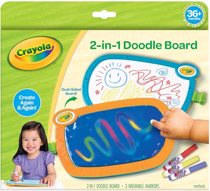 Crayola 2-in-1 Doodle Board, Toddler Drawing Board, Kids Drawing Tablet, Travel Activity, Toddler Learning Toy, Gift for Toddlers, 3+