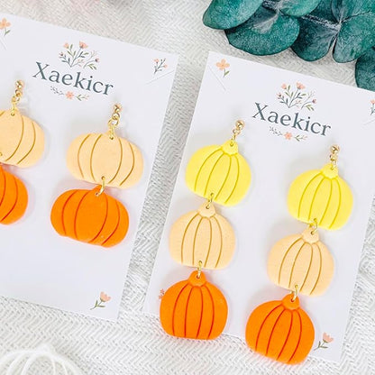 Xaekicr 2PCS Pumpkin Polymer Clay Cutters Set – Clay Earring Cutters for Fall Jewelry Making, Halloween Pumpkin Shape Clay Tools and Polymer Clay Molds