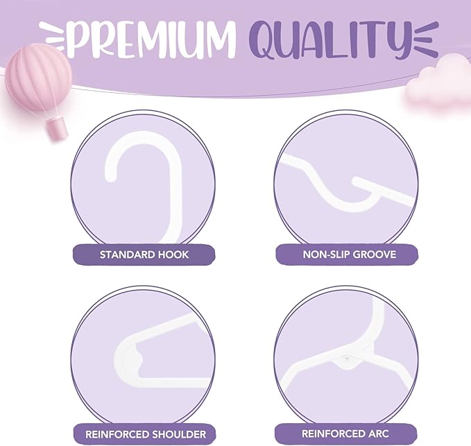HOUSE DAY Plastic Baby Hangers for Closet 60 Pack, Durable Plastic Kids Hangers for Baby Clothes, Thin & Compact Childrens Hangers, Space Saving White Baby Hangers, Small Hangers for Kids Clothes