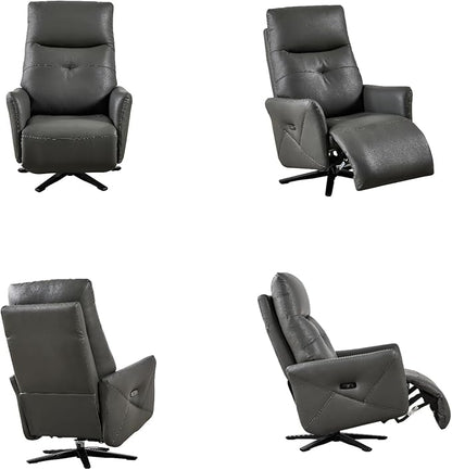 Recliner Chairs for Adults, Living Room Chair with Adjustable Headrest, Euro Contemporary Style Bedroom Chair with Dual Motor, Sofa Chair with USB Charge Port, Dark Brown