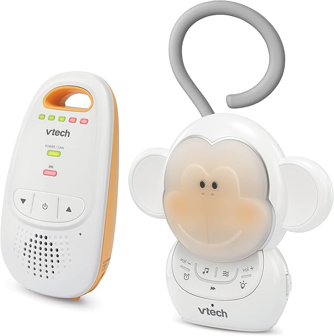 VTech DM1411 Audio Baby Monitor & Portable Soother Dual-Unit Rechargeable Battery, Long Range, Soft-Glow Night Light, Soothing Sounds & Lullabies, Digital Wireless Transmission, Sound Indicator