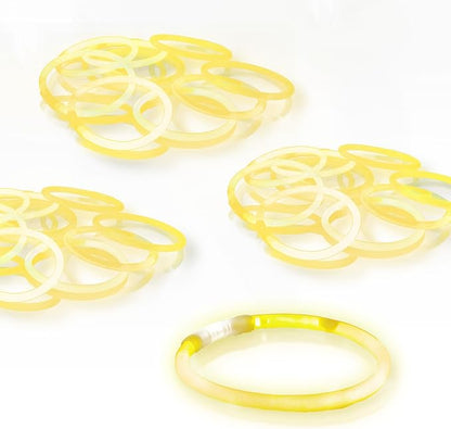 8" Glow Stick Bracelets - Bulk 50 Pack for Mardi Gras, St. Patrick's Day, and Nighttime Celebrations - Yellow
