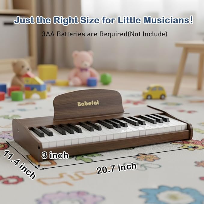 Kids Piano Keyboard 37 Keys Digital Piano for Kids Mini Musical Instruments Wooden Pianos Toy for 4+ Years Old Girls and Boys Birthday Gift Walnut (Walnut)