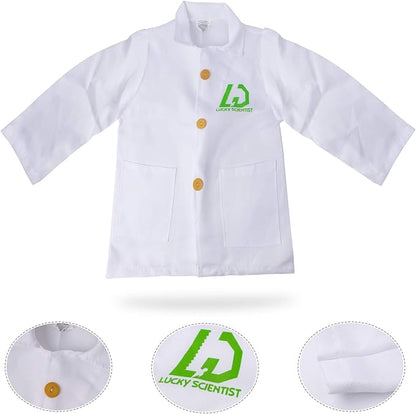 Beelittle Kids Scientist Lab Coat Costume Dress Up with Goggles ID Card Science Experiment Set for Age 3-10