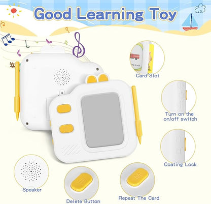 Talking Flash Cards with LCD Writing Tablet for Toddlers, Language Learning Toys with 240 Words, Learning Phrases, Objects Adjectives, Speech Therapy, Autism Sensory Toys Learning Montessori Toys