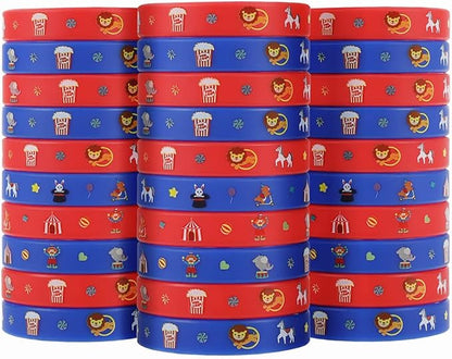 Cleverplay 24 Pack Circus Wristbands Bracelets, Birthday Decoration Carnival Circus Party Favors for Kids