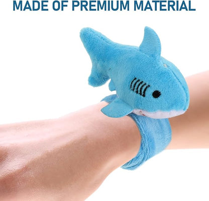 Slap Bracelets, 2Pcs Shark Slap Bracelets Plush Slap Bands Children Stuffed Animal Bracelets Blue
