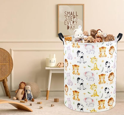 Animal Baby Laundry Basket Baby Hamper Kids Hamper Basket Toy Storage Bin for Boys Room Decor Baby Nursery Hamper Gift Baskets for Bedroom Bathroom(Cute Animal)