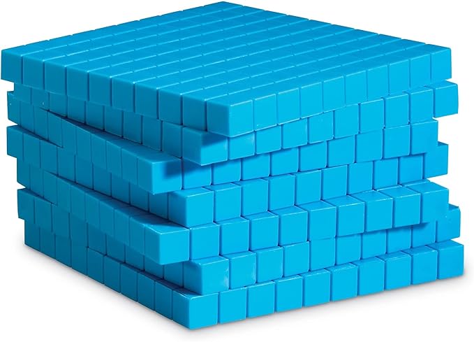 Learning Resources Plastic Base Ten Flats, Early Math, Counting, Place Value, Homeschool, 10 Pieces, Ages 6+