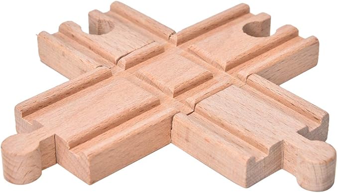 11 Pack Wooden Train Tracks Sets Toys,Male-Male Female-Female Bump Track,Crossing Bridge Train Track Toys,Cross Track and Stop Track Compatible with All Major Brands,Railroad Toy Accessories