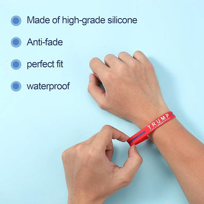 4pcs Trump Bracelets, Silicone Trump 2024 Bracelet Take America Back Bracelet Keep America Great Wristband Donald Trump Rubber Bracelets for Men Women Rally Supplies (Red, Blue)
