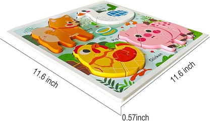 Farm Animal Puzzles for Toddlers 1-3, Kids Gifts for 2 3 Years Old Girls Boys,Wooden Puzzles for Toddlers 2-4, Montessori Toys Learning Educational Toys Ages 2-3