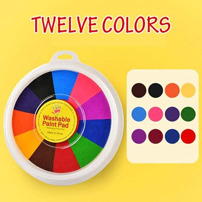 Funny Finger Painting Kit and Book, 12 Color Washable Finger Drawing with Finger Paint Pad, Easy Clean and Non Paint Toys for Baby, Baby Finger Painting Kit Toys