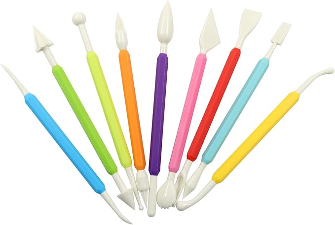 Rierdge 9 PCS Clay Tools, Double-Ended Sculpting Tools Set for Air Dry Clay, Polymer Clay, Pottery, Cake Decorating