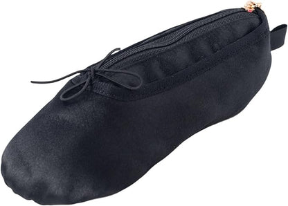 Ballet Dance Shoe Makeup Bag For Little Girls, Ballerina Slipper Makeup Pouch Bag, Ballet Pointe Shoes Gifts (Black)