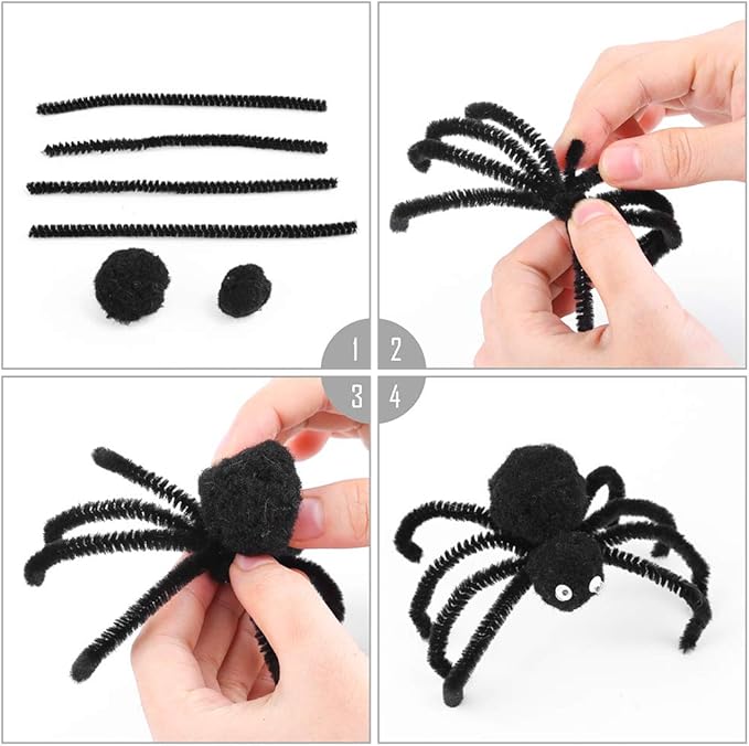 Caydo 400 Pieces Black Pipe Cleaners Craft Chenille Stems for Kids DIY Art and Craft Projects Halloween Decorations, 6mm x 12inch