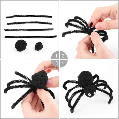 Caydo 400 Pieces Black Pipe Cleaners Craft Chenille Stems for Kids DIY Art and Craft Projects Halloween Decorations, 6mm x 12inch