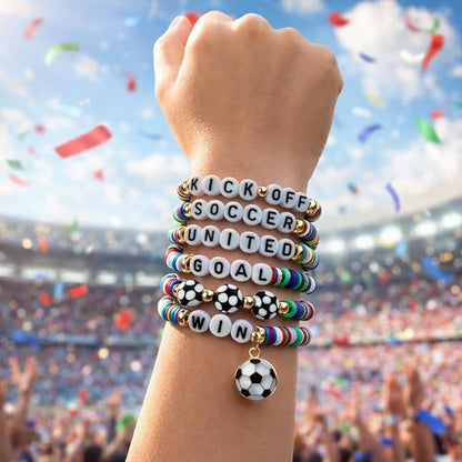 OHOME Soccer Mom Essentials - 6 Pack Soccer Bracelets | Soccer Party Favors - 2026 World Game Cup Jewelry Accessories Outfits for Women Men - Soccer Gifts for Fans Players Coaches Team