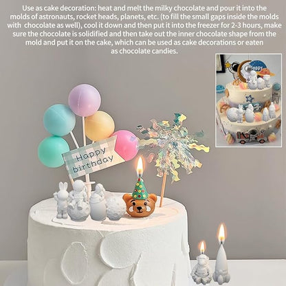 Space Planet Resin Molds Silicone，【4-Piece Set】 Epoxy Resin Space Astronaut Silicone molds,3D Resin Spaceballs Molds, Small Rocket Silicone Model, Space Rabbit DIY Gift Sets for Teens(【Kit 2】)
