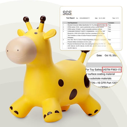 EVERICH TOY Giraffe Bouncy Horse Hopper for Toddlers, Bouncy Animals Jumping Horse, Inflatable Ride on Bouncer Hopping Toys Gifts for Boys Girls 18 Months 2 3 4 5 6 Years Old