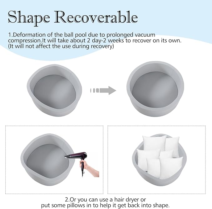 SHJADE Foam Ball Pit, 47.2"x 13.8" Large Ball Pits for Toddlers, Soft Round Kiddie Baby Playpen Ball Pool for Kids, Ideal Gift for Babies Indoor and Outdoor Game, Grey, (Balls not Included)