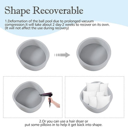 SHJADE Foam Ball Pit, 47.2"x 13.8" Large Ball Pits for Toddlers, Soft Round Kiddie Baby Playpen Ball Pool for Kids, Ideal Gift for Babies Indoor and Outdoor Game, Grey, (Balls not Included)
