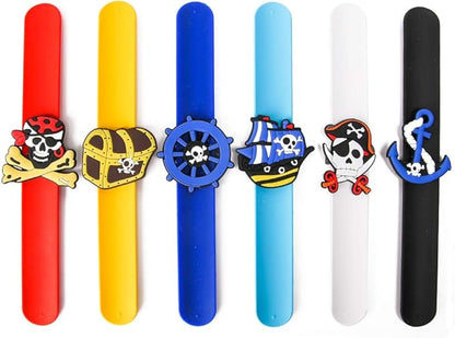 PROLOSO Slap Bracelets Silicone Slap Wristband Pirate Snap Bracelet Kids Slap Toy Bulk Party Favors 12 Pcs