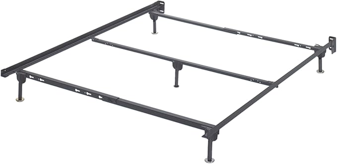 Signature Design by Ashley Adjustable Metal Bolt on Bed Base Frame with Protective Floor Glides, Queen, Black