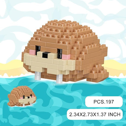 Marine Animals Building Blocks Sets Mini Building Blocks Ocean Animal Sea Creatures Building Blocks Set Mini Building Blocks Toys STEM Gifts for Kids Adult(Walrus)