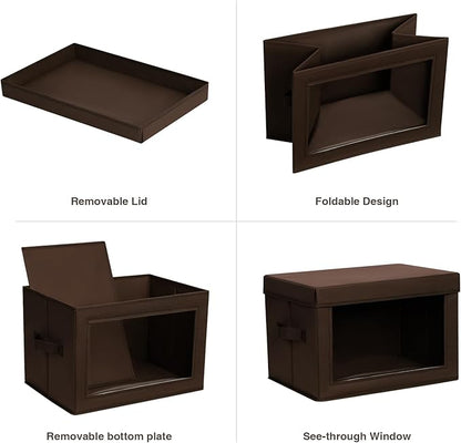 Homsorout Brown Fabric Storage Bins with Lids - 6 Pack Modern Lidded-Home Storage Bins, 14 Inch. - Perfect for Clothes, Books, CD, Office Supplies