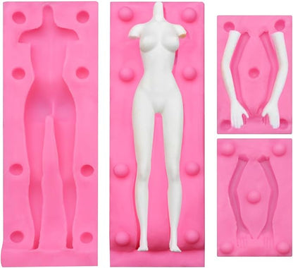 3D Human Body Silicone Clay Mold, Large Human Sculpture Polymer Mold Full Body Mold for Polymer Clay Craft (Large Femal Body Set)