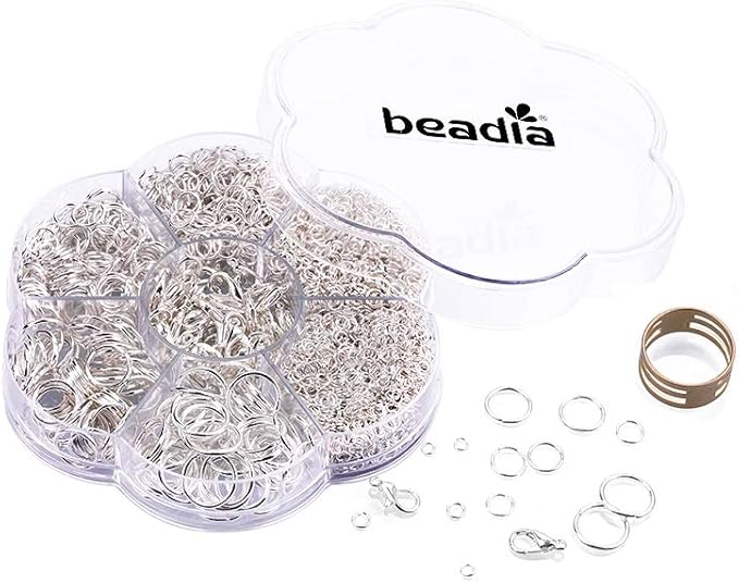Open Jump Rings Sliver 6 Sizes 2400pcs with Lobster Claw Clasps Set for DIY Jewelry Making Supplies