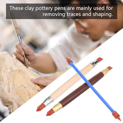 3 Pcs/set Clay Shaping Tools Silicon Polymer Head Pottery Clay Sculpting Modeling Pen Removing Traces DIY Tool