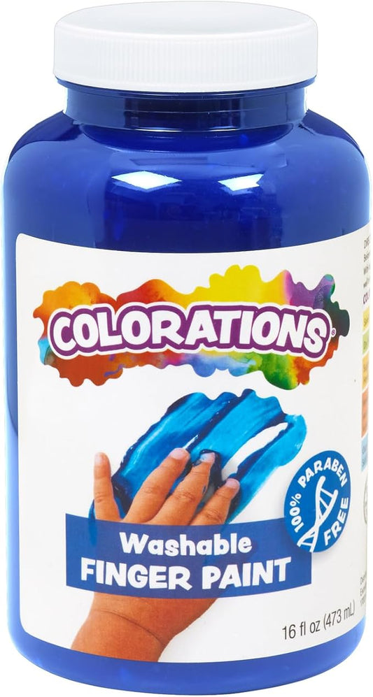 Colorations Washable Finger Paints, 16 fl oz, Blue, Non-Toxic, Creamy, Vibrant, Kids Paint, Craft, Hobby, Fun, Art Supplies, Young kids, finger painting, hand painting (CWFBL)