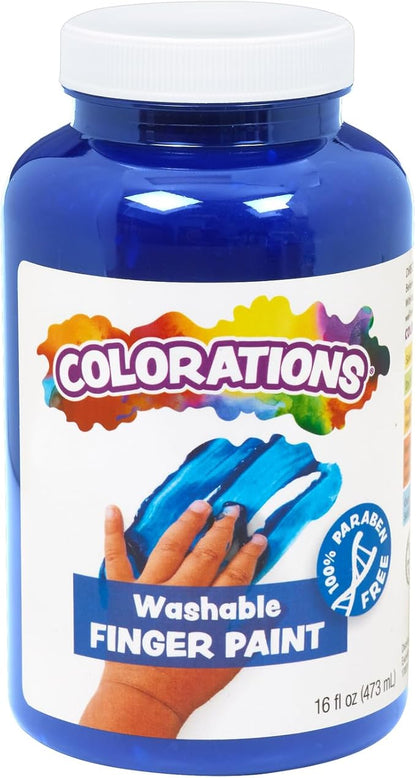 Colorations Washable Finger Paints, 16 fl oz, Blue, Non-Toxic, Creamy, Vibrant, Kids Paint, Craft, Hobby, Fun, Art Supplies, Young kids, finger painting, hand painting (CWFBL)