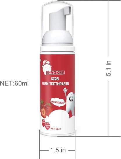 Kids Foam Toothpaste with Strawberry Flavor, Fluoride Free Natural Formula, Foam Toothpaste for Electric Toothbrush(60ml)(2 Pack)