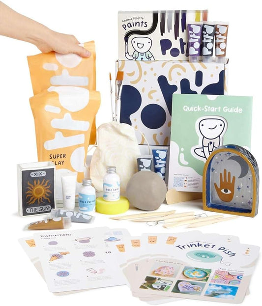 Pott'd Air Dry Clay for Adults. Beginners Home Pottery Kit for Adults. DIY Craft Kit for Adults. Kit Includes: Air-Dry Clay for Adults, Tools, Paints, Brushes, Sealant, How-to-Guides