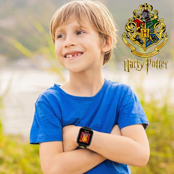 Accutime Kids Harry Potter Educational Learning Touchscreen Black Smart Watch Toy with Black Strap for Girls, Boys, Toddlers - Selfie Cam, Games, Alarm, Calculator, Pedometer (Model: HP4096AZ)