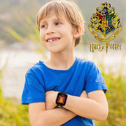 Accutime Kids Harry Potter Educational Learning Touchscreen Black Smart Watch Toy with Black Strap for Girls, Boys, Toddlers - Selfie Cam, Games, Alarm, Calculator, Pedometer (Model: HP4096AZ)