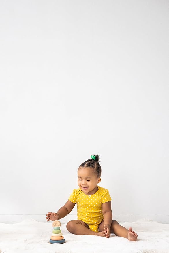 Pearhead Wooden Stacking Rainbow Toy, Baby and Toddler Ages 12+ Months Montessori Toy, Interactive Stackable Rings Learning Toy, Baby Girl or Baby Boy Nursery Accessory