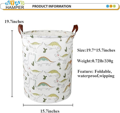 NTAOHAMPER Dinosaur Laundry Hamper, laundry Basket, Waterproof Storage Bin for Bedroom, Clothes Organizer Basket, Room Decor(Light Dinosaur)
