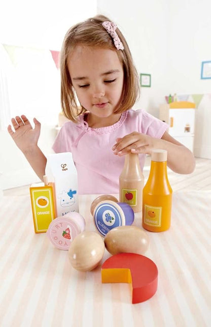 Hape Healthy Basics Kid's Wooden Play Kitchen Accessories Food Set
