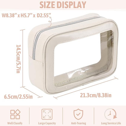 YOPCDJ 3PCS Clear Toiletry Bag,TSA Approved Travel Makeup Pouch with Zipper for Cosmetics and Toiletries，Diaper Bag Organizer Pouch Set,Women's Purse Organizer and Clear Car Bag