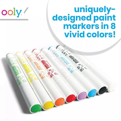 Ooly Shrink-Its DIY Shrinking Art BFF Bracelets & Vivid Pop Marker Kit, 20 Pre Cut Shrinking Charms & 4 Cords, 8 Water Based Paint Markers for Kids in Classic Colors